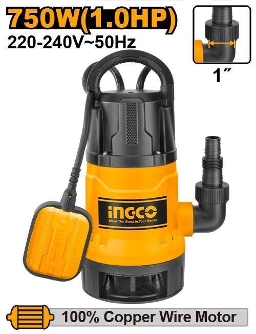 Bomba Sumergible para Aguas Sucias INGCO 750W (1.0 HP) - 13.000 L/h - Motor de C en Riobamba, Chimborazo