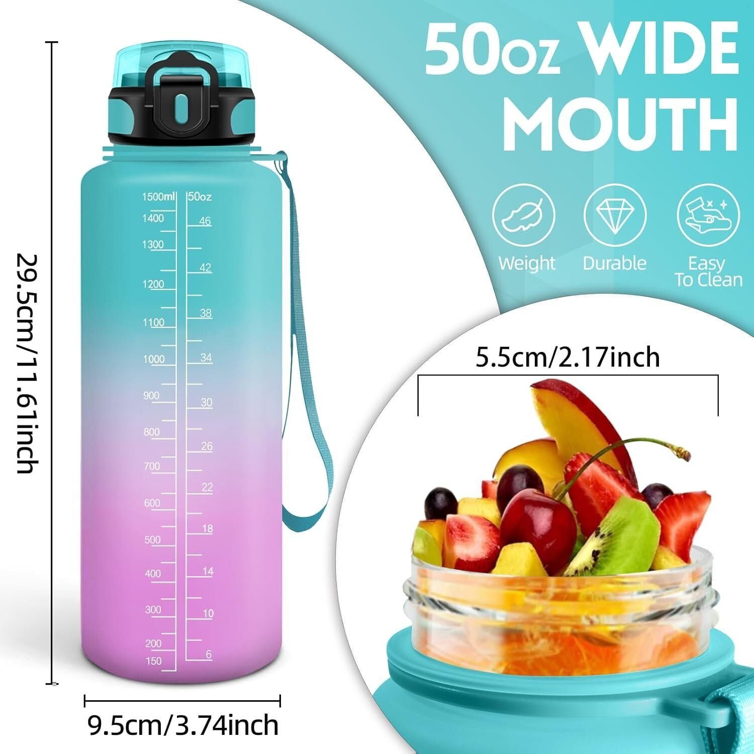 Botella Agua, 1500ML Libre de BPA, Botella Agua Gimnasio en Riobamba, Chimborazo