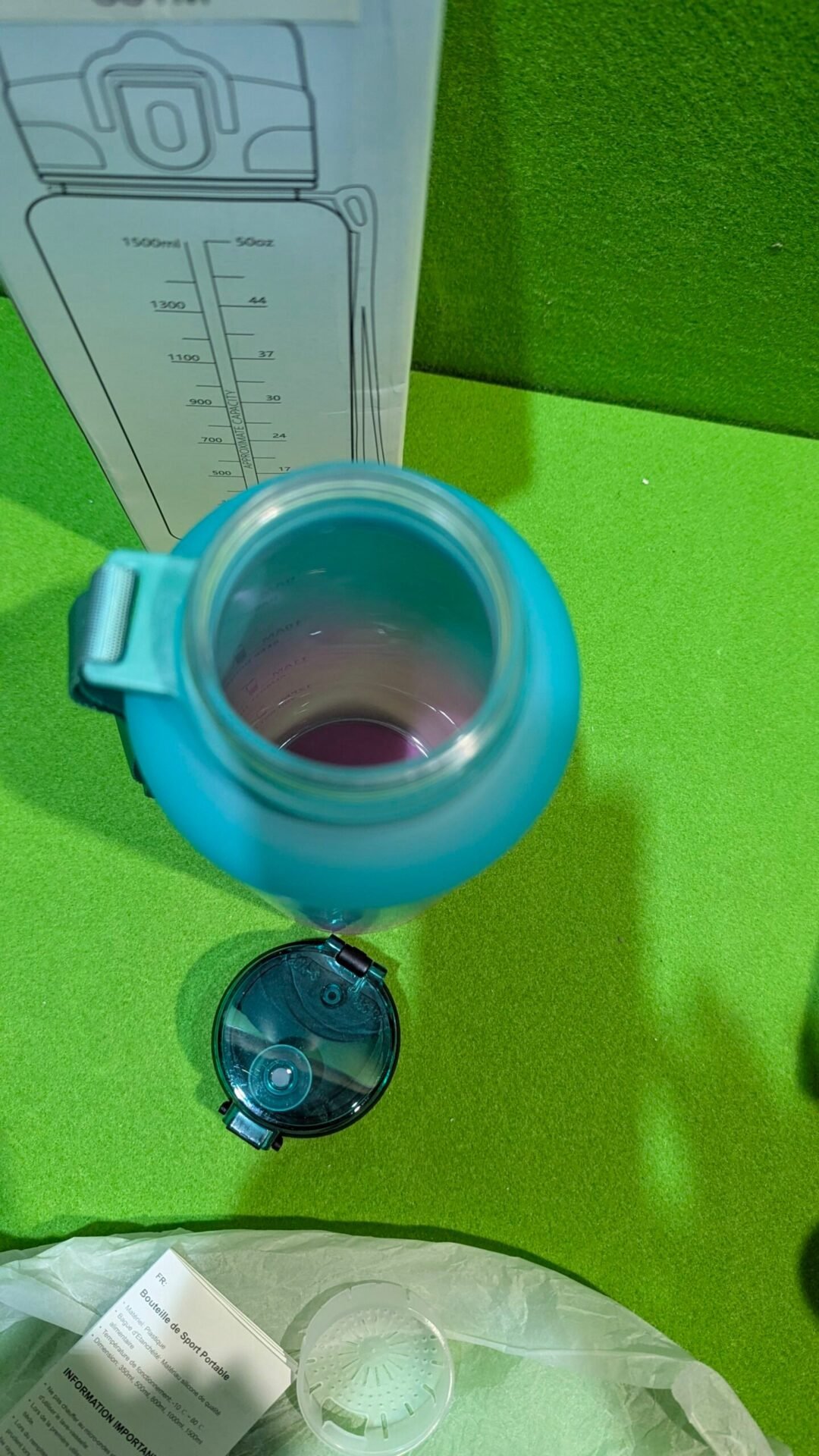 Foto 5 de Botella Agua, 1500ML Libre de BPA, Botella Agua Gimnasio