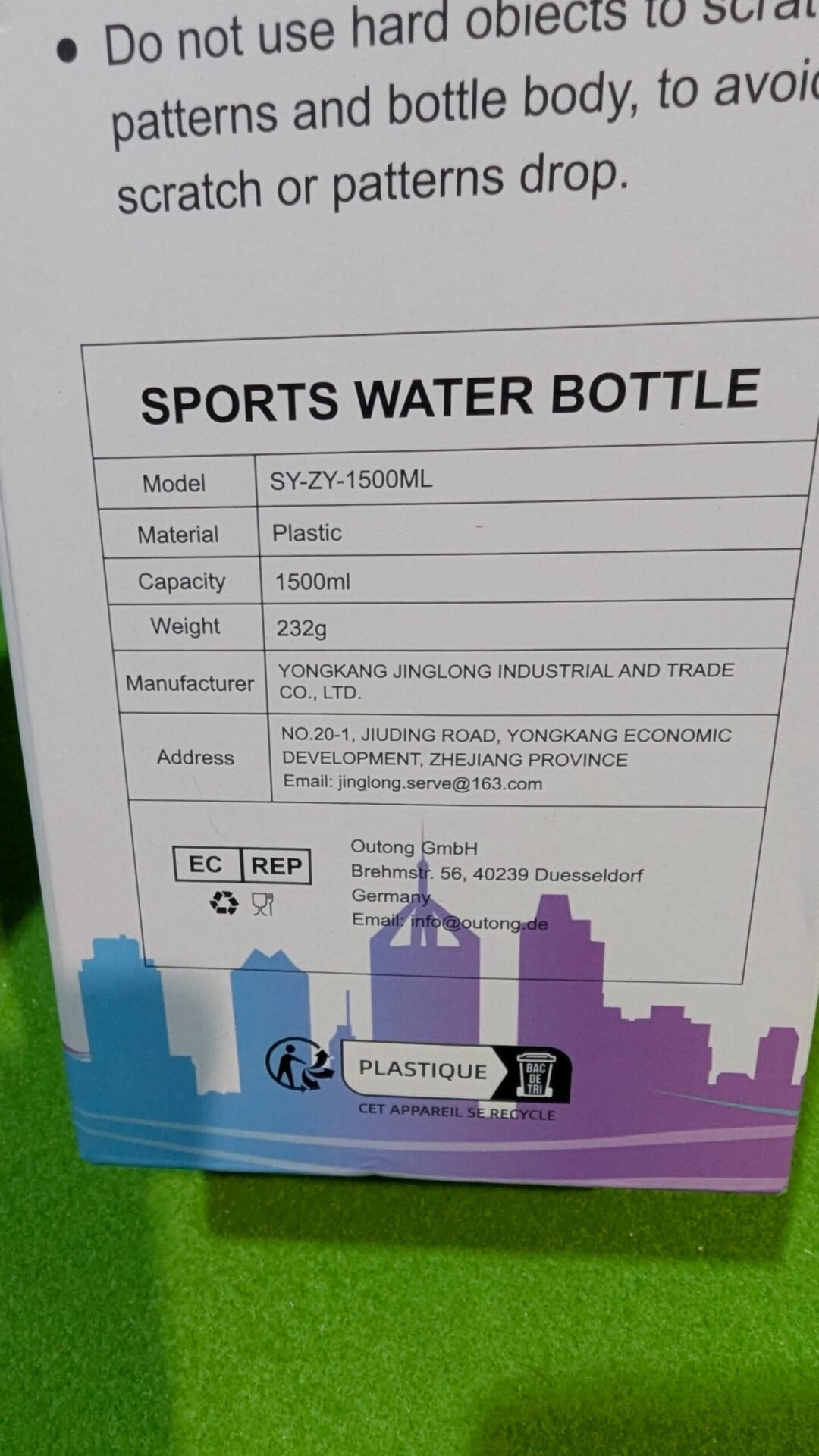 Foto 6 de Botella Agua, 1500ML Libre de BPA, Botella Agua Gimnasio