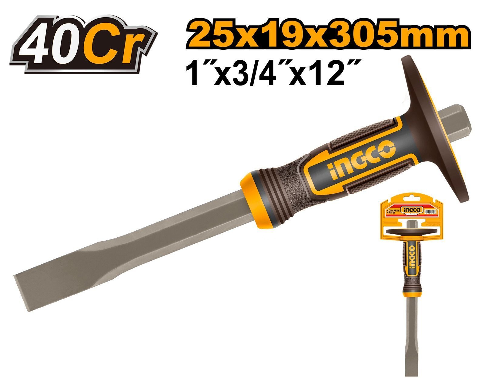 Cincel de Albañil Profesional INGCO 25mm - Acero 40Cr - Mango Ergonómico en Riobamba, Chimborazo