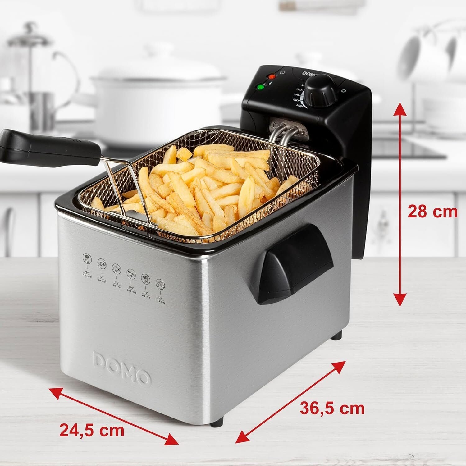 Foto 4 de Domo Freidora de acero inoxidable DO465FR, 3000 W, 4 litros