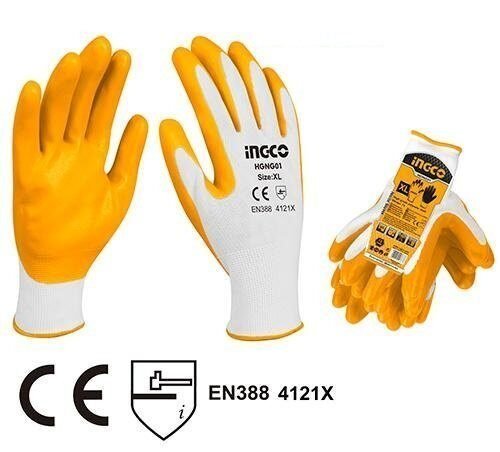 Guantes de Trabajo con Recubrimiento de Nitrilo INGCO - Talla XL - Agarre Rugoso en Riobamba, Chimborazo