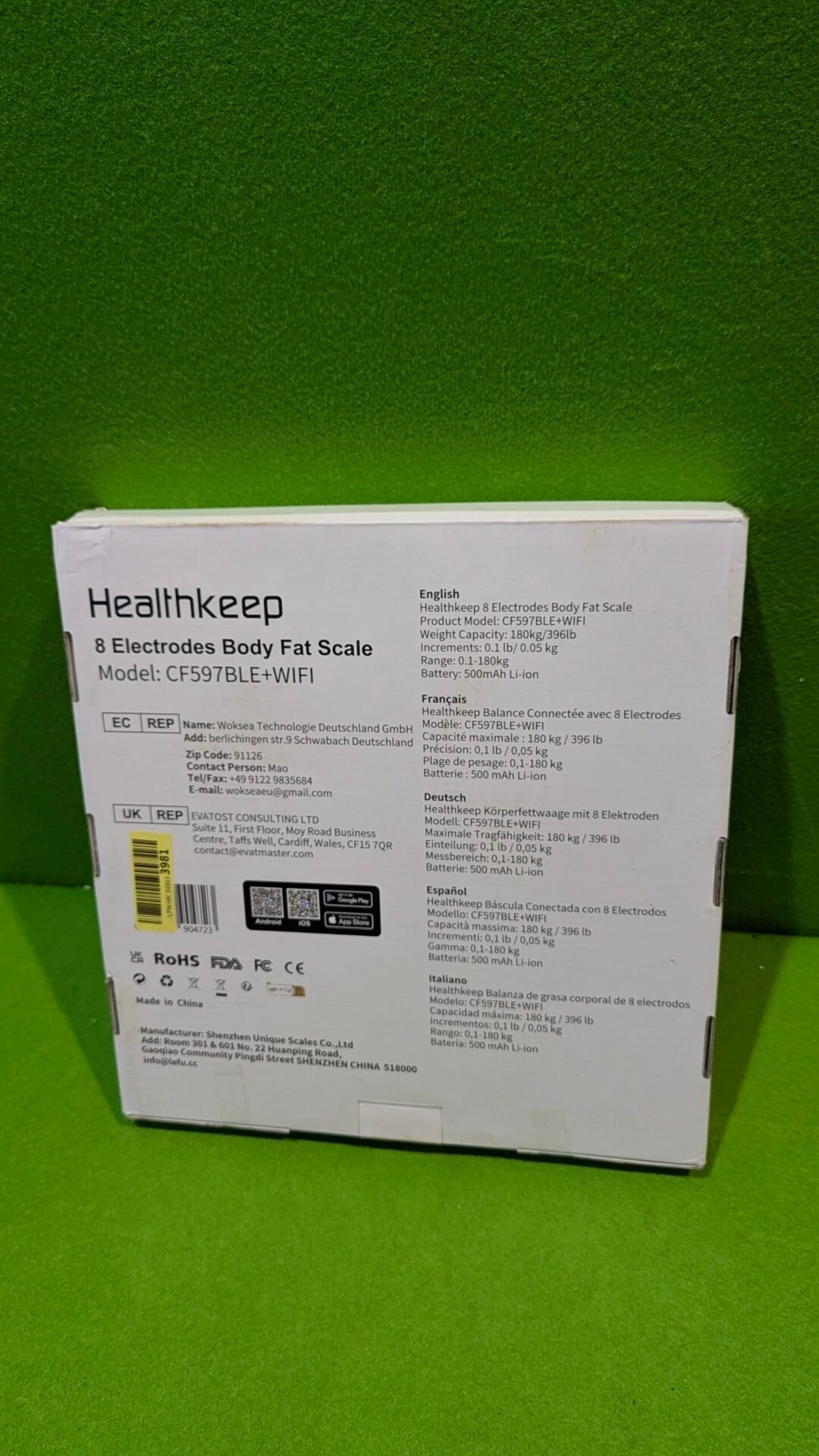 Foto 9 de Healthkeep – Báscula conectada WIFI y Bluetooth con 8 electrodos de alta precisi