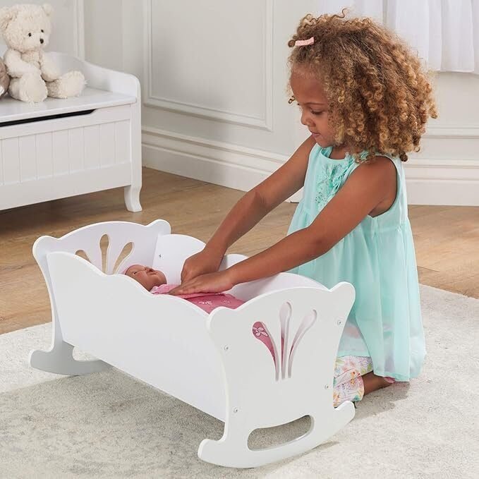 KidKraft- Cuna de madera de juguete con ropa de cama rosa en Riobamba, Chimborazo