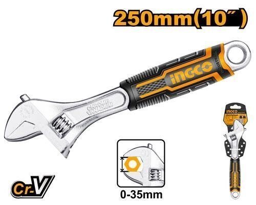 Llave Inglesa Ajustable Profesional INGCO 250mm (10") - Acero Cr-V - Apertura 0- en Riobamba, Chimborazo