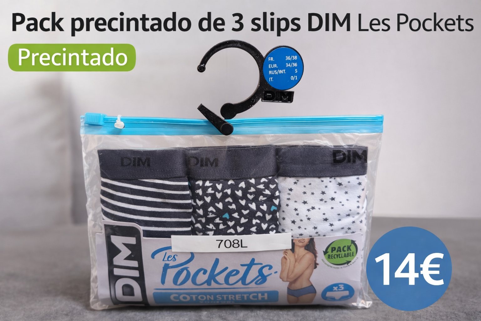 Pack 3 slips DIM Les Pockets algodón stretch en Riobamba, Chimborazo
