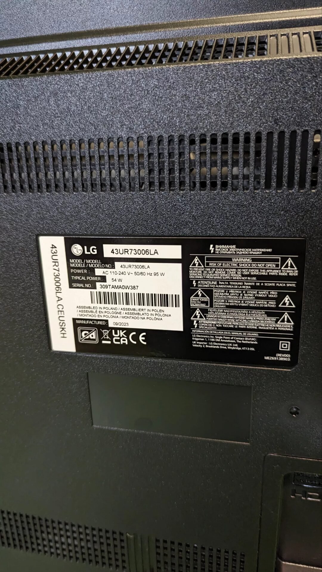 Foto 4 de REPUESTOS LG 43UR73006LA 43″, 4K UHD, Smart TV