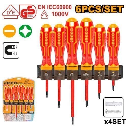 Set de 6 Destornilladores Electricista Aislados 1000V INGCO - Certificado VDE en Riobamba, Chimborazo