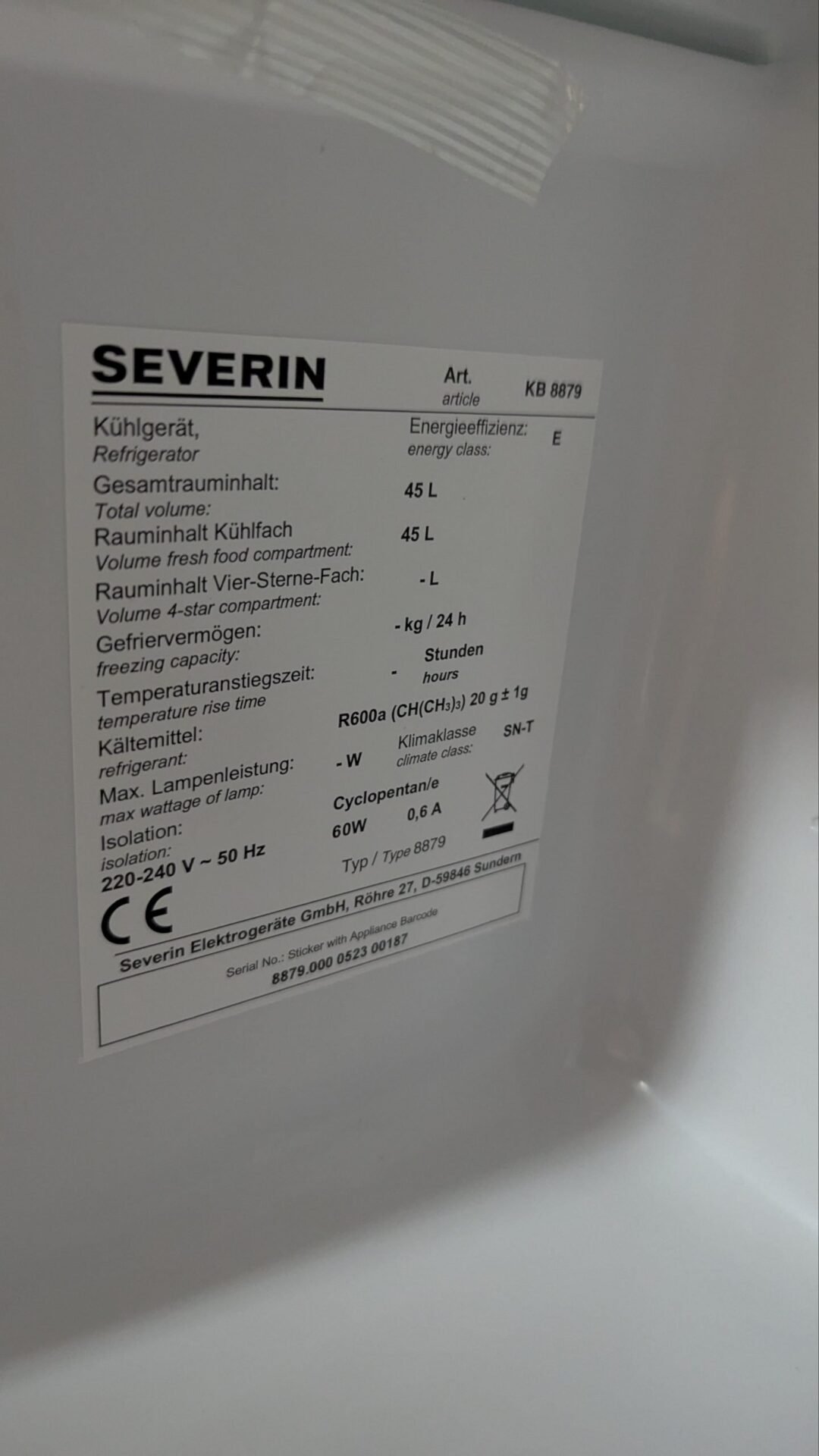 Foto 6 de SEVERIN Mini refrigerador con compartimento de baja temperatura, 45 litros