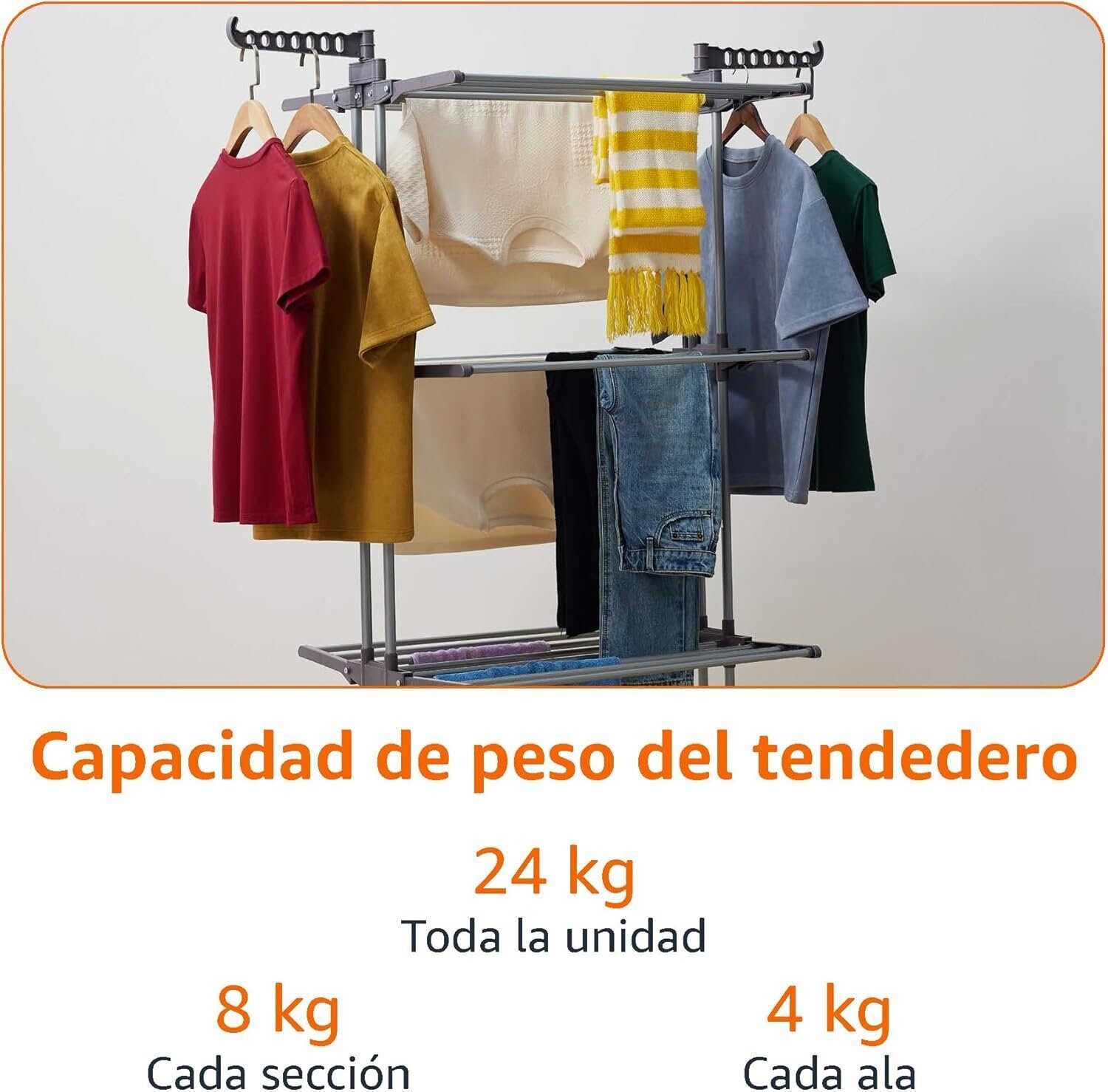 Foto 4 de Tendedero tipo torre 4-niveles, 126 x 64 x 173 cm